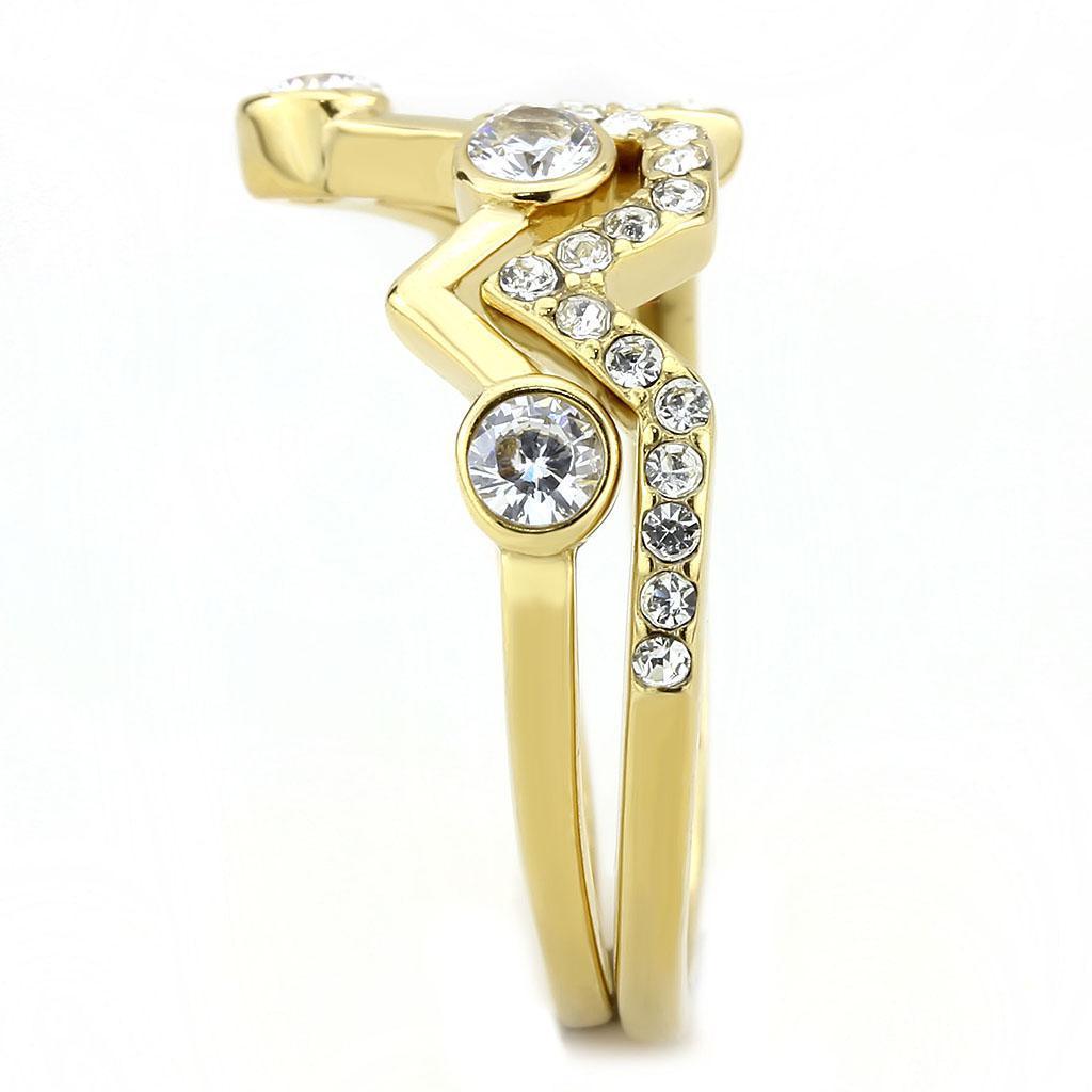 Gold Set Rings for Women Stainless Steel Crown Anillo Juego Corona Color Oro Para Mujer Acero Inoxidable - Jewelry Store by Erik Rayo