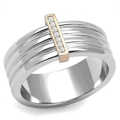 Gold Silver Two-Tone Womens Ring Anillo Para Mujer Rose Gold 316L Stainless Steel Ring with Top Grade Crystal Piedmont - Jewelry Store by Erik Rayo