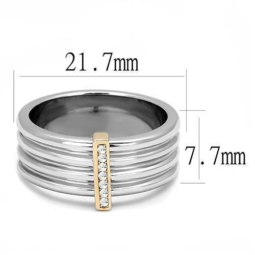 Gold Silver Two-Tone Womens Ring Anillo Para Mujer Rose Gold 316L Stainless Steel Ring with Top Grade Crystal Piedmont - Jewelry Store by Erik Rayo