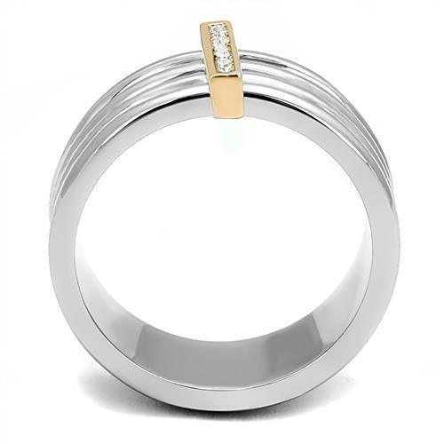 Gold Silver Two-Tone Womens Ring Anillo Para Mujer Rose Gold 316L Stainless Steel Ring with Top Grade Crystal Piedmont - Jewelry Store by Erik Rayo