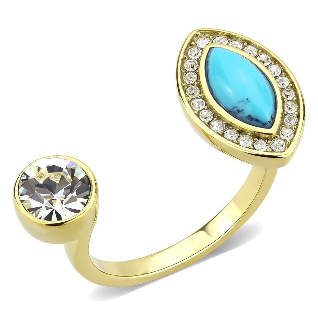 Gold Turquoise Rings for Women Stainless Steel Anillo Color Oro Para Mujer Acero Inoxidable - Jewelry Store by Erik Rayo