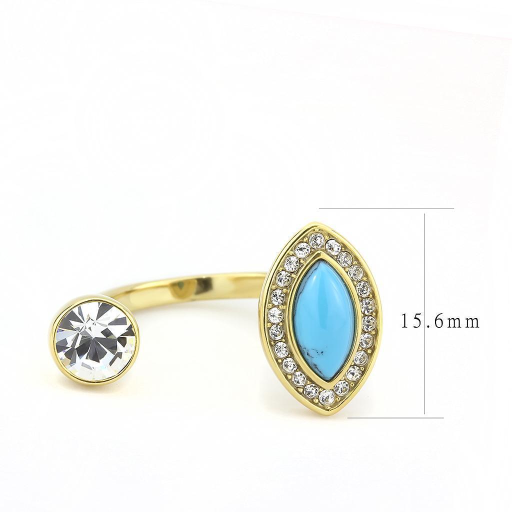 Gold Turquoise Rings for Women Stainless Steel Anillo Color Oro Para Mujer Acero Inoxidable - Jewelry Store by Erik Rayo