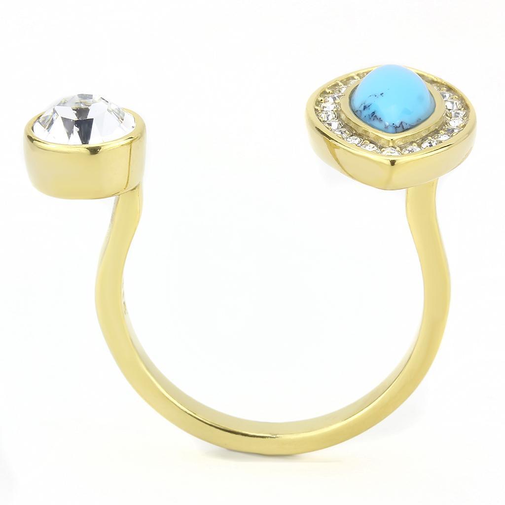 Gold Turquoise Rings for Women Stainless Steel Anillo Color Oro Para Mujer Acero Inoxidable - Jewelry Store by Erik Rayo