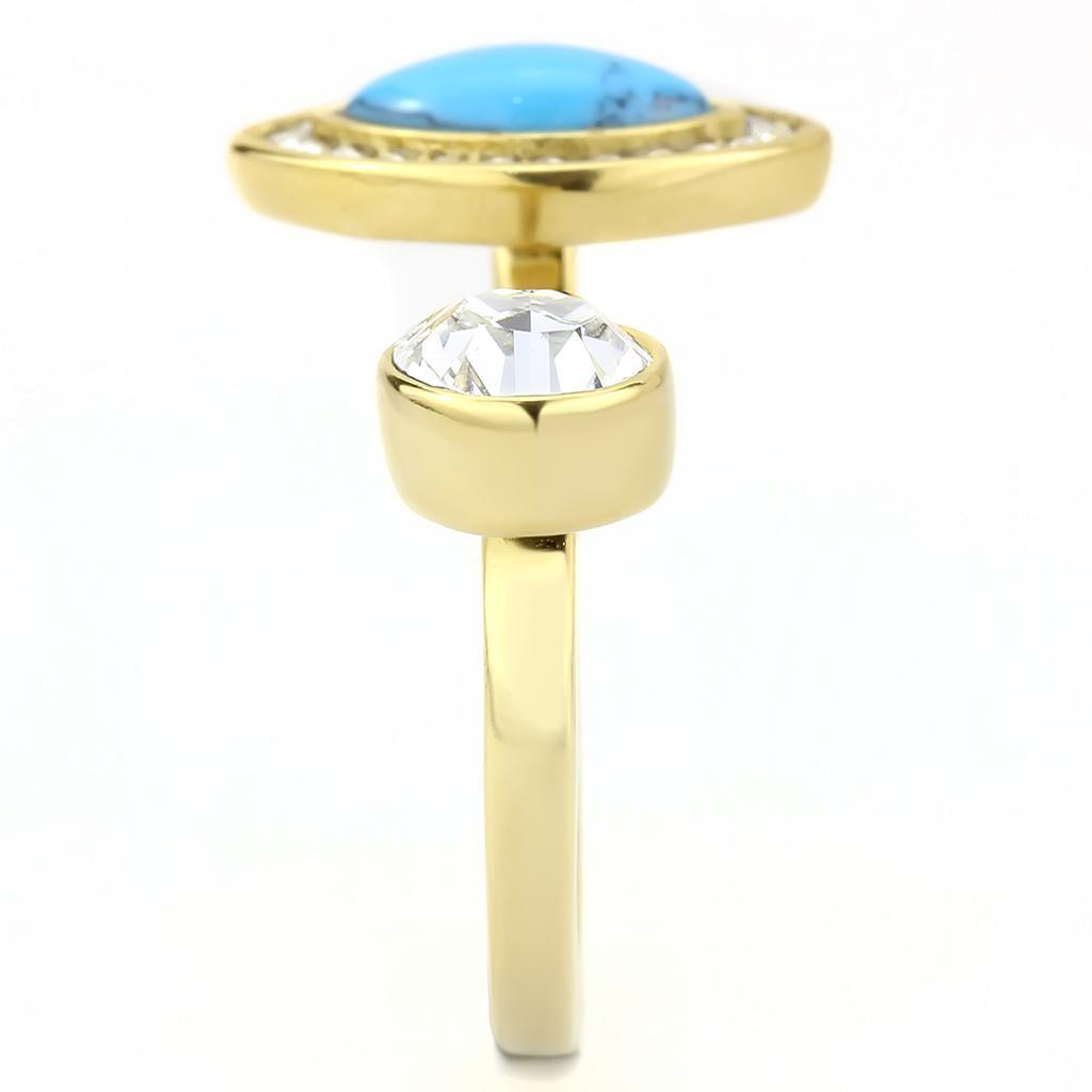 Gold Turquoise Rings for Women Stainless Steel Anillo Color Oro Para Mujer Acero Inoxidable - Jewelry Store by Erik Rayo