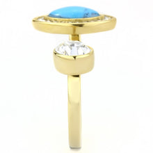 Load image into Gallery viewer, Gold Turquoise Womens Ring Stainless Steel Anillo Color Oro Para Mujer Acero Inoxidable - Jewelry Store by Erik Rayo
