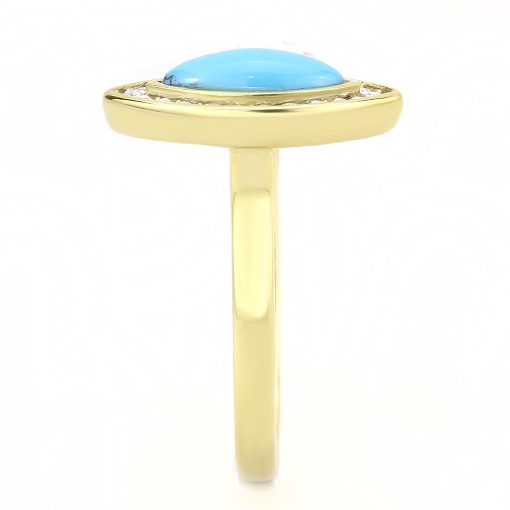 Gold Turquoise Rings for Women Stainless Steel Anillo Color Oro Para Mujer Acero Inoxidable - Jewelry Store by Erik Rayo