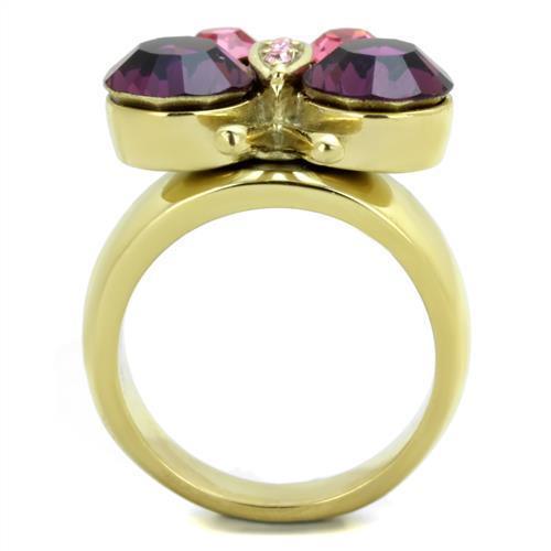 Gold Womens Butterfly Ring Purple Anillo Para Mujer 316L Stainless Steel Ring with Top Grade Crystal in Amethyst Gorizia - Jewelry Store by Erik Rayo