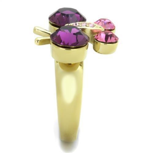 Gold Womens Butterfly Ring Purple Anillo Para Mujer 316L Stainless Steel Ring with Top Grade Crystal in Amethyst Gorizia - Jewelry Store by Erik Rayo