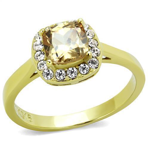 Gold Womens Ring Anillo Para Mujer 316L Stainless Steel Ring 316L Stainless Steel Ring with AAA Grade CZ in Champagne Vasto - Jewelry Store by Erik Rayo