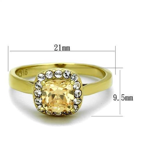 Gold Womens Ring Anillo Para Mujer 316L Stainless Steel Ring 316L Stainless Steel Ring with AAA Grade CZ in Champagne Vasto - Jewelry Store by Erik Rayo