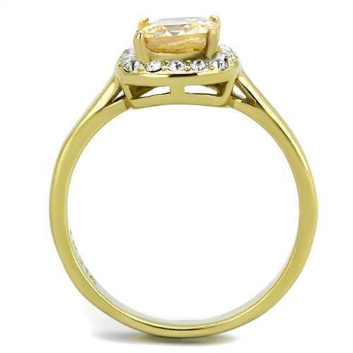 Gold Womens Ring Anillo Para Mujer 316L Stainless Steel Ring 316L Stainless Steel Ring with AAA Grade CZ in Champagne Vasto - Jewelry Store by Erik Rayo