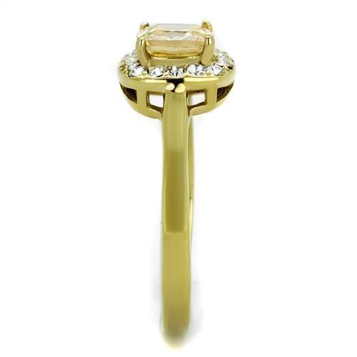 Gold Womens Ring Anillo Para Mujer 316L Stainless Steel Ring 316L Stainless Steel Ring with AAA Grade CZ in Champagne Vasto - Jewelry Store by Erik Rayo