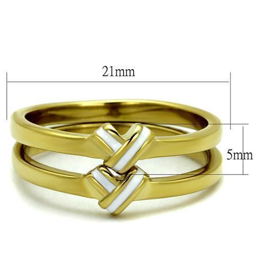 Gold Womens Ring Anillo Para Mujer 316L Stainless Steel Ring 316L Stainless Steel Ring with Epoxy in White Teramo - Jewelry Store by Erik Rayo