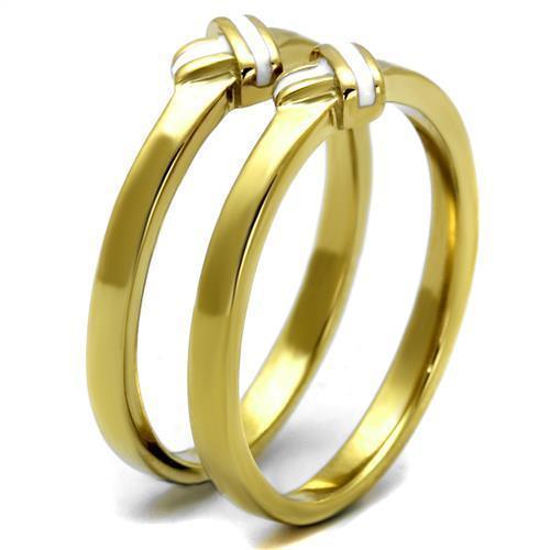 Gold Womens Ring Anillo Para Mujer 316L Stainless Steel Ring 316L Stainless Steel Ring with Epoxy in White Teramo - Jewelry Store by Erik Rayo