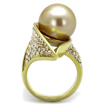 Load image into Gallery viewer, Gold Womens Ring Anillo Para Mujer y Ninos Unisex Kids 316L Stainless Steel Ring 316L Stainless Steel Ring with Synthetic Pearl in Champagne Amalfi - Jewelry Store by Erik Rayo
