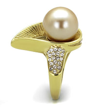 Load image into Gallery viewer, Gold Womens Ring Anillo Para Mujer y Ninos Unisex Kids 316L Stainless Steel Ring 316L Stainless Steel Ring with Synthetic Pearl in Champagne Amalfi - Jewelry Store by Erik Rayo
