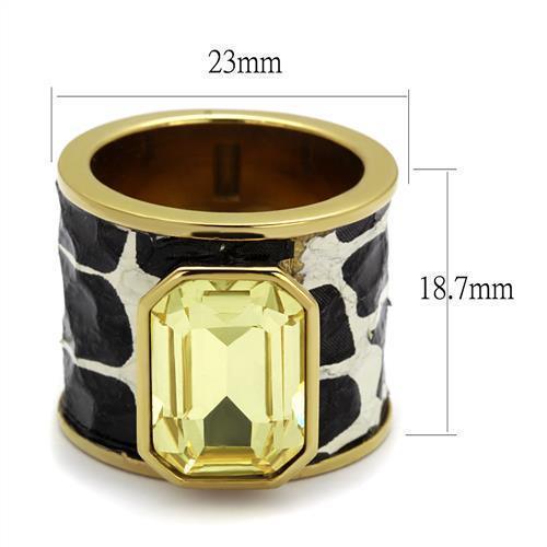 Gold Womens Ring Anillo Para Mujer 316L Stainless Steel Ring Crystal in Citrine Yellow Lanciano - Jewelry Store by Erik Rayo