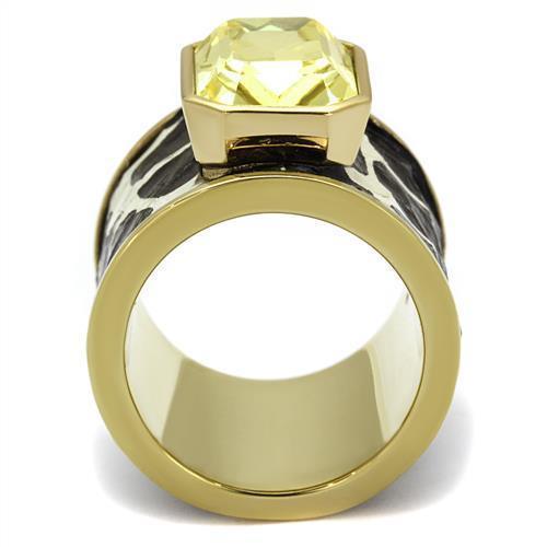 Gold Womens Ring Anillo Para Mujer 316L Stainless Steel Ring Crystal in Citrine Yellow Lanciano - Jewelry Store by Erik Rayo