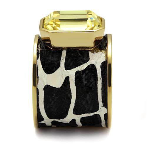 Gold Womens Ring Anillo Para Mujer 316L Stainless Steel Ring Crystal in Citrine Yellow Lanciano - Jewelry Store by Erik Rayo
