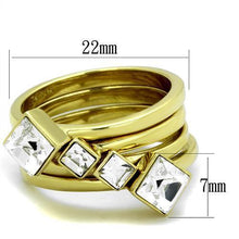 Load image into Gallery viewer, Gold Womens Ring Anillo Para Mujer y Ninos Unisex Kids 316L Stainless Steel Ring 316L Stainless Steel Ring with Top Grade Crystal in Clear Cosenza - Jewelry Store by Erik Rayo
