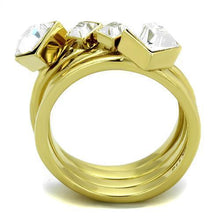 Load image into Gallery viewer, Gold Womens Ring Anillo Para Mujer y Ninos Unisex Kids 316L Stainless Steel Ring 316L Stainless Steel Ring with Top Grade Crystal in Clear Cosenza - Jewelry Store by Erik Rayo
