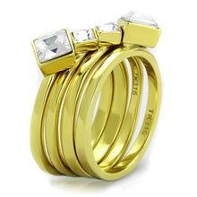 Load image into Gallery viewer, Gold Womens Ring Anillo Para Mujer y Ninos Unisex Kids 316L Stainless Steel Ring 316L Stainless Steel Ring with Top Grade Crystal in Clear Cosenza - Jewelry Store by Erik Rayo
