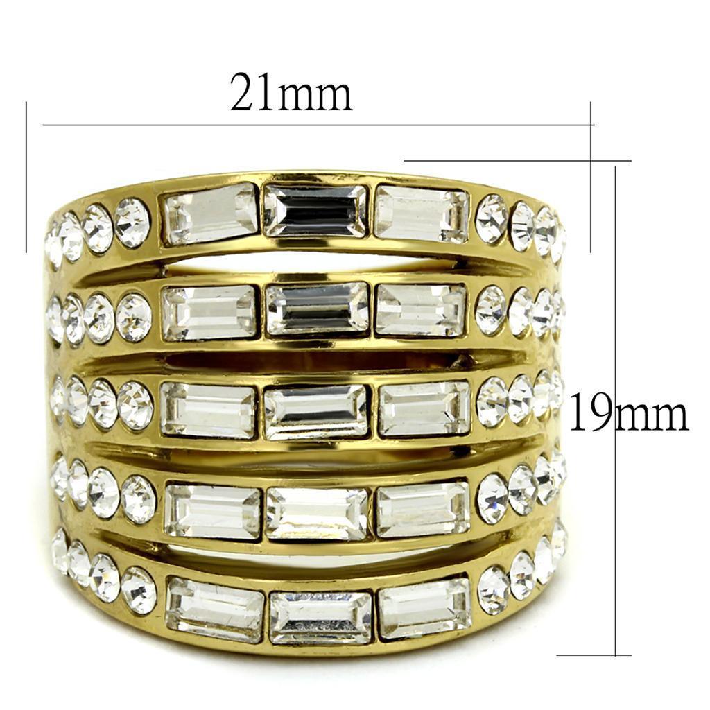 Gold Womens Ring Anillo Para Mujer 316L Stainless Steel Ring 316L Stainless Steel Ring with Top Grade Crystal in Clear Matera - Jewelry Store by Erik Rayo