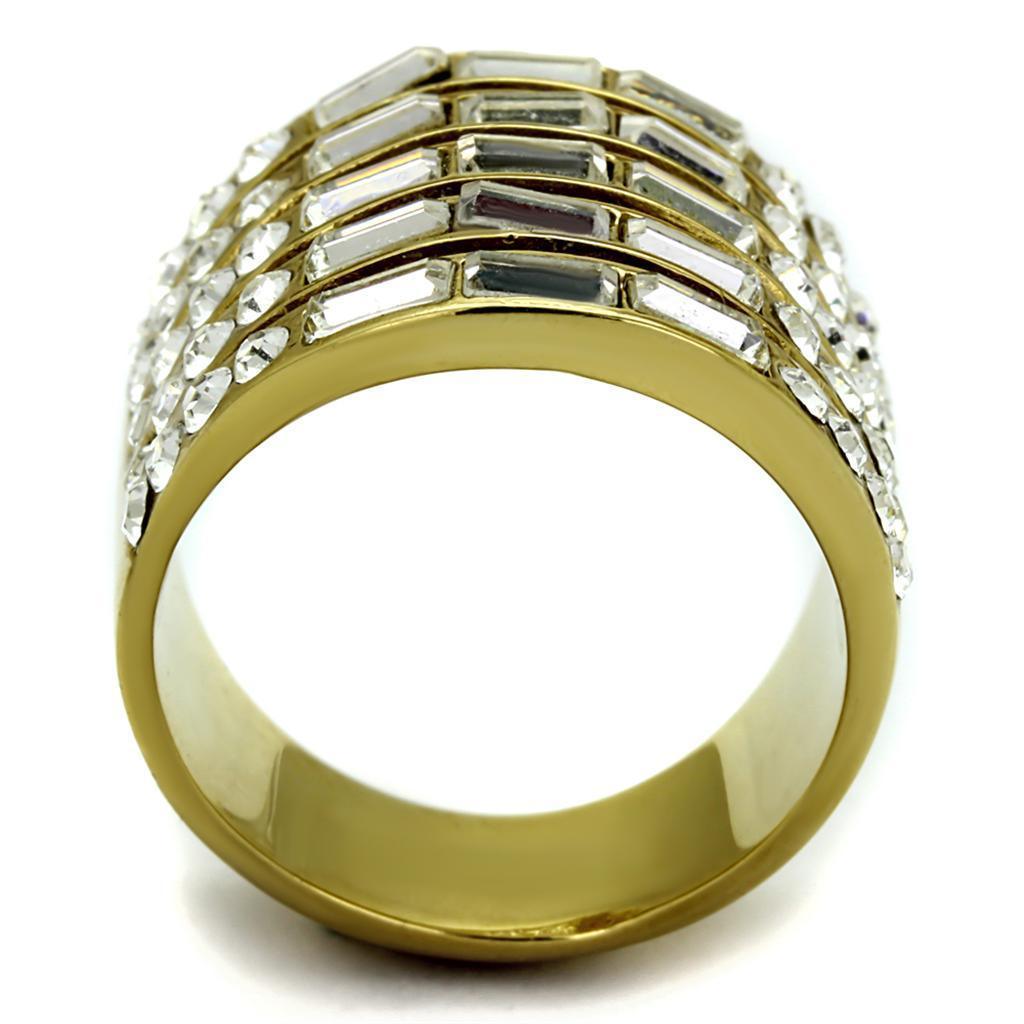 Gold Womens Ring Anillo Para Mujer 316L Stainless Steel Ring 316L Stainless Steel Ring with Top Grade Crystal in Clear Matera - Jewelry Store by Erik Rayo
