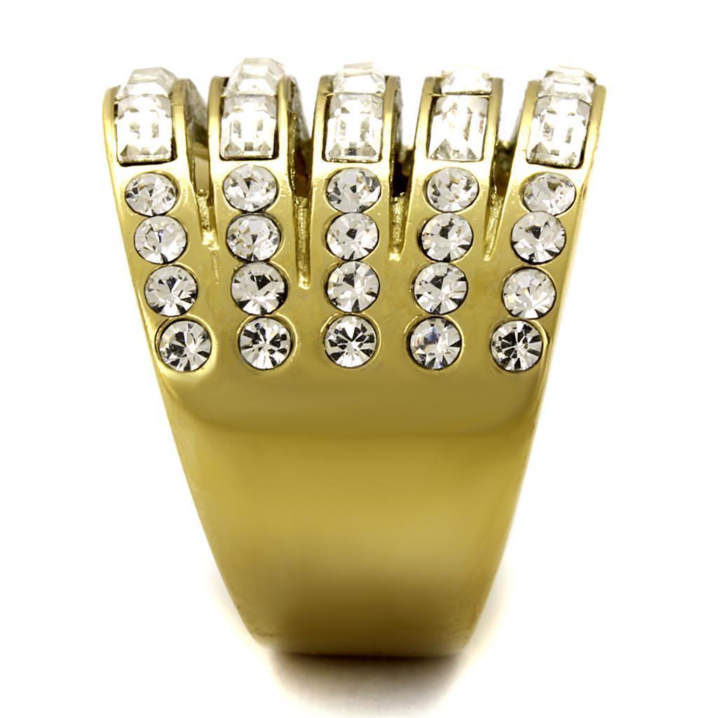 Gold Womens Ring Anillo Para Mujer 316L Stainless Steel Ring 316L Stainless Steel Ring with Top Grade Crystal in Clear Matera - Jewelry Store by Erik Rayo