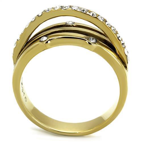 Gold Womens Ring Anillo Para Mujer 316L Stainless Steel Ring 316L Stainless Steel Ring with Top Grade Crystal in Clear Ortona - Jewelry Store by Erik Rayo