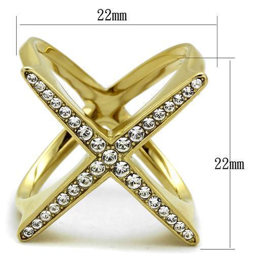 Gold Womens Ring Anillo Para Mujer 316L Stainless Steel Ring 316L Stainless Steel Ring with Top Grade Crystal in Clear Pescara - Jewelry Store by Erik Rayo