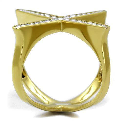 Gold Womens Ring Anillo Para Mujer 316L Stainless Steel Ring 316L Stainless Steel Ring with Top Grade Crystal in Clear Pescara - Jewelry Store by Erik Rayo