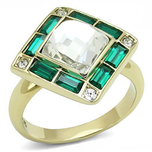 Gold Womens Ring Anillo Para Mujer 316L Stainless Steel Ring Glass in Clear - Jewelry Store by Erik Rayo
