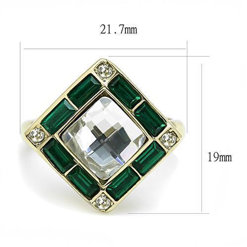 Gold Womens Ring Anillo Para Mujer 316L Stainless Steel Ring Glass in Clear - Jewelry Store by Erik Rayo