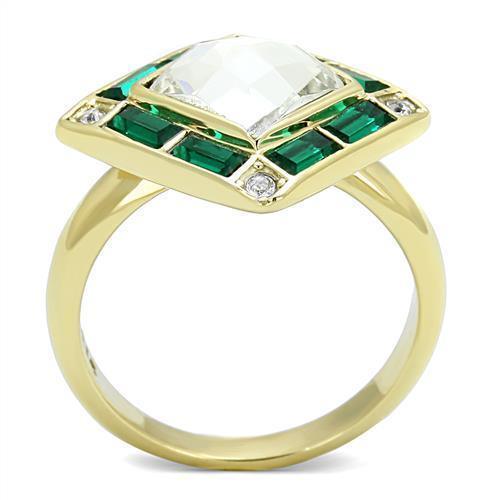 Gold Womens Ring Anillo Para Mujer 316L Stainless Steel Ring Glass in Clear - Jewelry Store by Erik Rayo