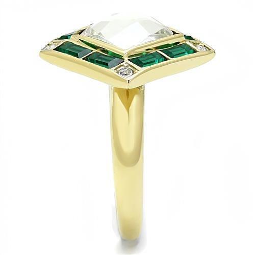 Gold Womens Ring Anillo Para Mujer 316L Stainless Steel Ring Glass in Clear - Jewelry Store by Erik Rayo