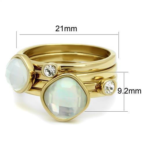 Gold Womens Ring Anillo Para Mujer 316L Stainless Steel Ring Glass in White - Jewelry Store by Erik Rayo