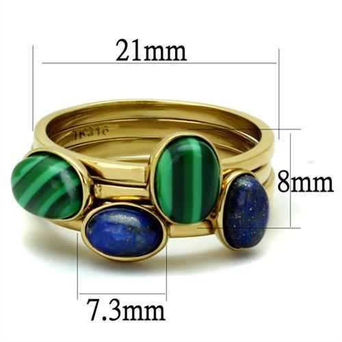 Gold Womens Ring Anillo Para Mujer 316L Stainless Steel Ring Malachite in Emerald - Jewelry Store by Erik Rayo