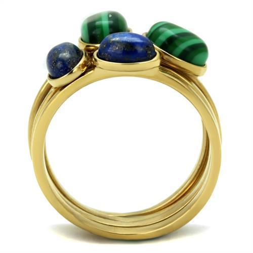 Gold Womens Ring Anillo Para Mujer 316L Stainless Steel Ring Malachite in Emerald - Jewelry Store by Erik Rayo