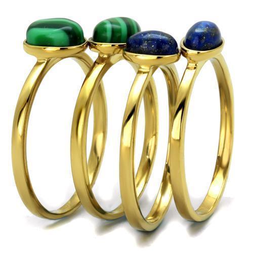Gold Womens Ring Anillo Para Mujer 316L Stainless Steel Ring Malachite in Emerald - Jewelry Store by Erik Rayo