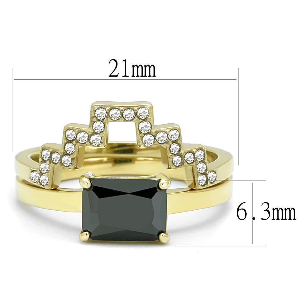 Gold Womens Ring Anillo Para Mujer 316L Stainless Steel Ring with AAA Grade CZ in Black Diamond - Jewelry Store by Erik Rayo