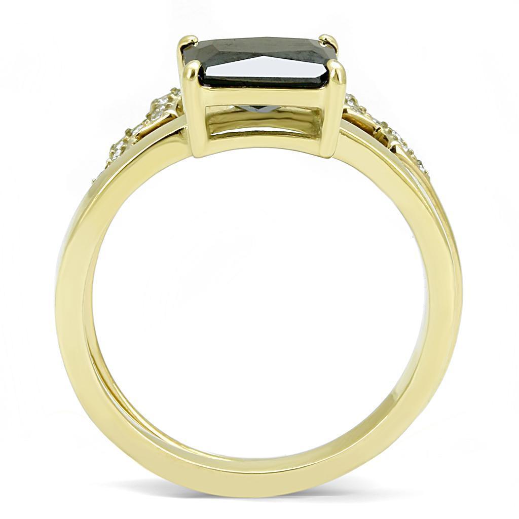 Gold Womens Ring Anillo Para Mujer 316L Stainless Steel Ring with AAA Grade CZ in Black Diamond - Jewelry Store by Erik Rayo