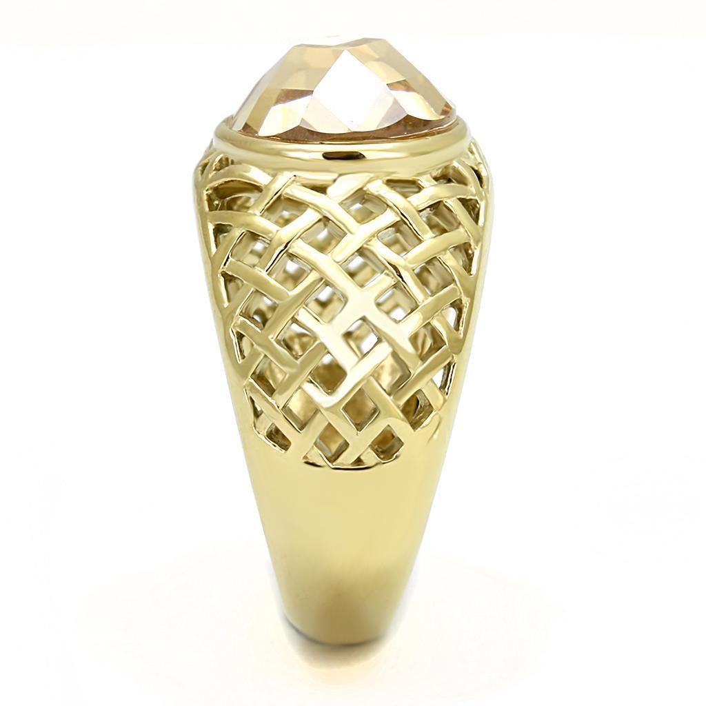 Gold Womens Ring Anillo Para Mujer 316L Stainless Steel Ring with AAA Grade CZ in Champagne - Jewelry Store by Erik Rayo