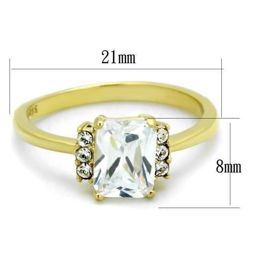 Gold Womens Ring Anillo Para Mujer 316L Stainless Steel Ring with AAA Grade CZ in Clear Arpino - Jewelry Store by Erik Rayo