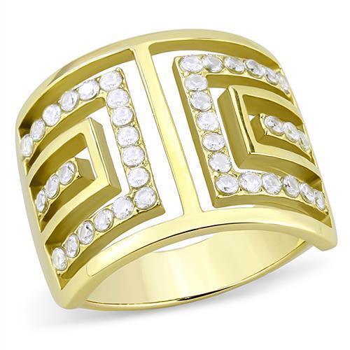 Gold Womens Ring Anillo Para Mujer 316L Stainless Steel Ring with AAA Grade CZ in Clear - Jewelry Store by Erik Rayo