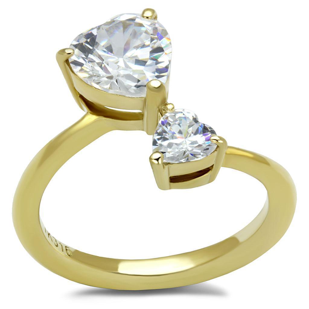 Gold Womens Ring Anillo Para Mujer 316L Stainless Steel Ring with AAA Grade CZ in Clear - Jewelry Store by Erik Rayo
