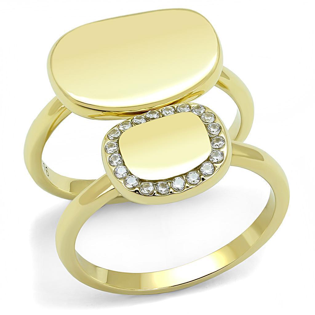 Gold Womens Ring Anillo Para Mujer 316L Stainless Steel Ring with AAA Grade CZ in Clear - Jewelry Store by Erik Rayo