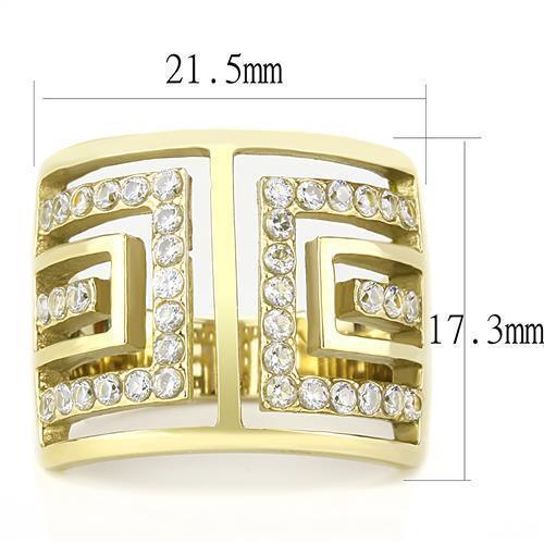 Gold Womens Ring Anillo Para Mujer 316L Stainless Steel Ring with AAA Grade CZ in Clear - Jewelry Store by Erik Rayo