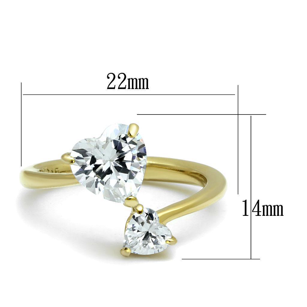 Gold Womens Ring Anillo Para Mujer 316L Stainless Steel Ring with AAA Grade CZ in Clear - Jewelry Store by Erik Rayo