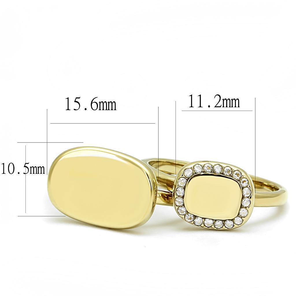Gold Womens Ring Anillo Para Mujer 316L Stainless Steel Ring with AAA Grade CZ in Clear - Jewelry Store by Erik Rayo